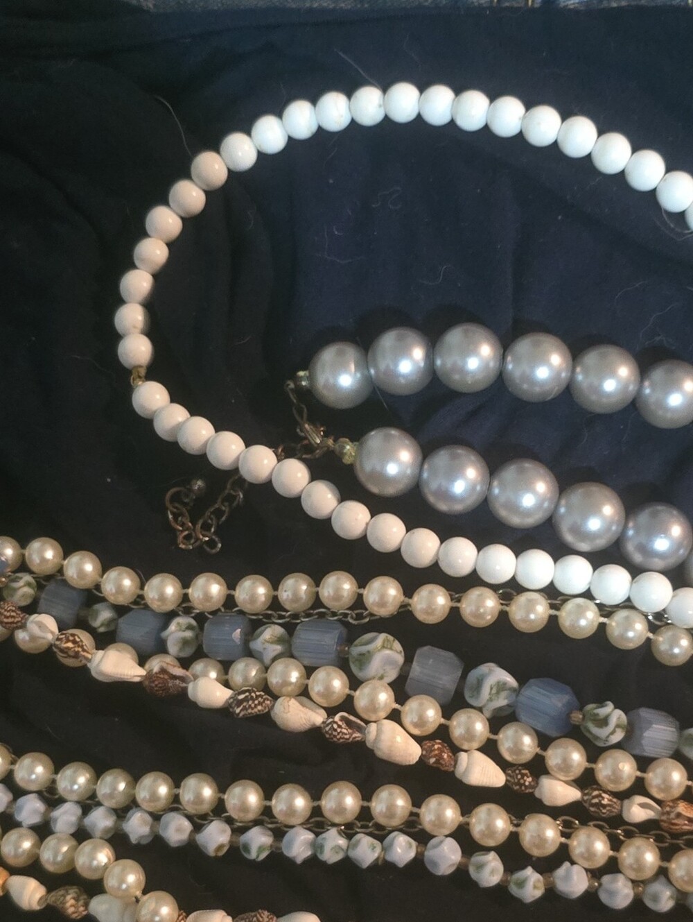 Elegant White Pearl and Silver Bead Necklace Set
